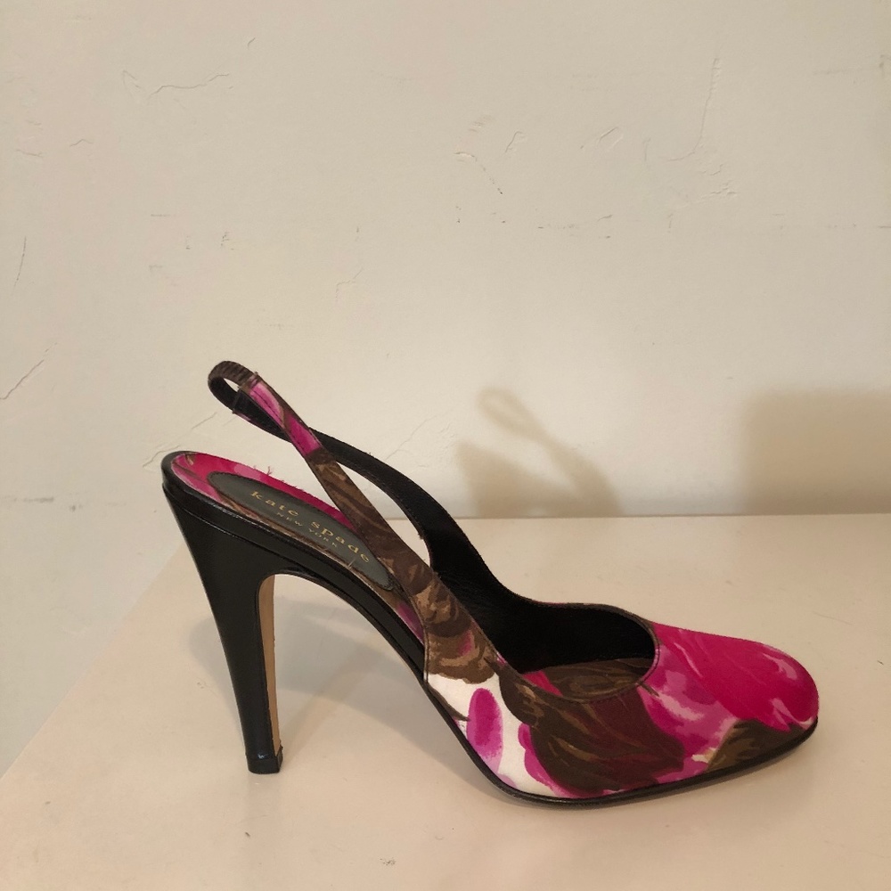 Kate Spade Rose Patterned Sling Backs